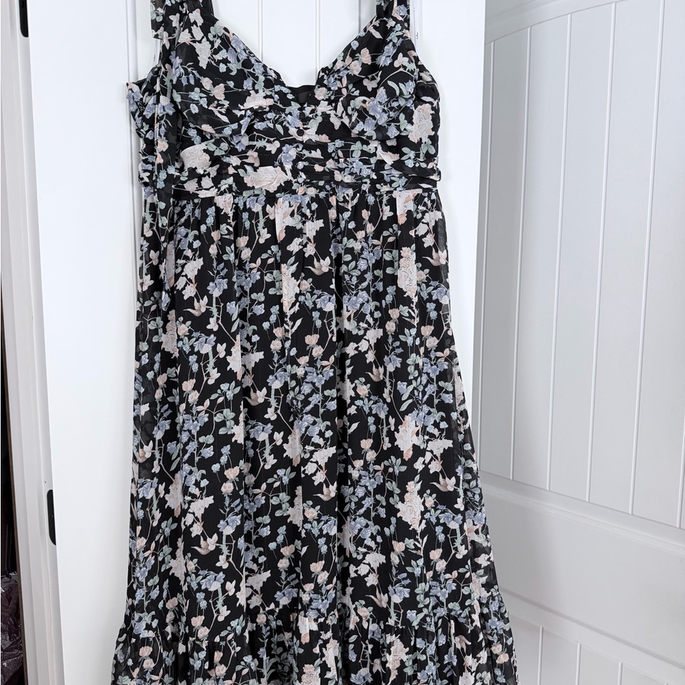 Lulu's Black and White Floral Maxi Dress
